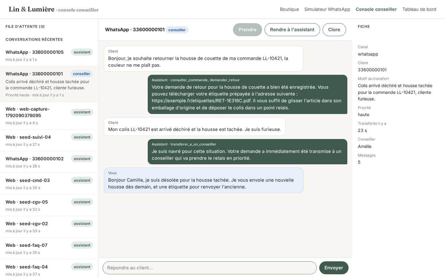 Console conseiller