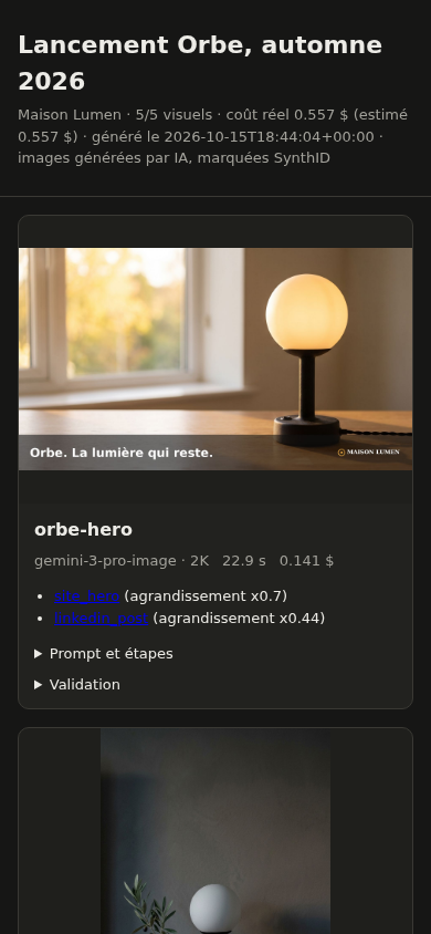 La planche en mode sombre, sur mobile